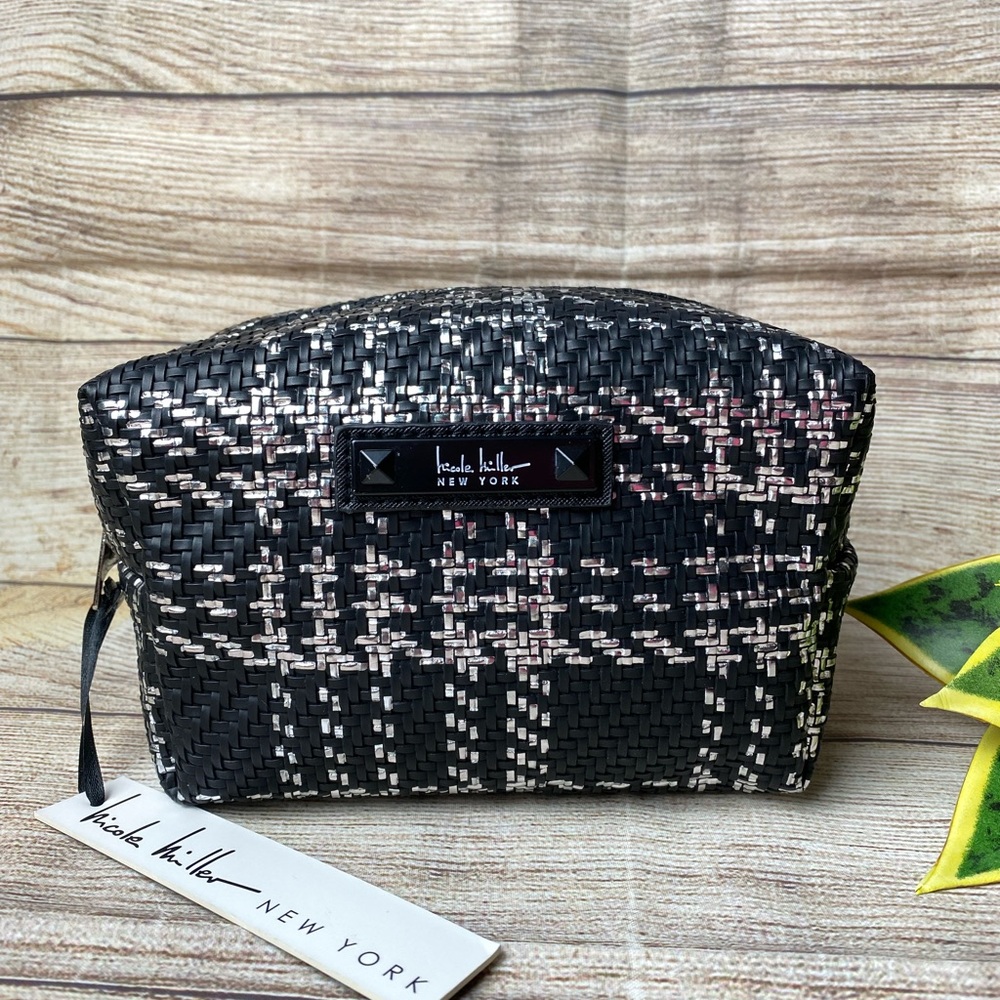 NWT Nicole Miller NY Cosmetic Bag - Black & Silver